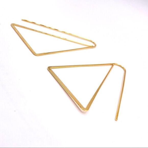 Gold triangle geometric threader earrings - Picture 2 of 3
